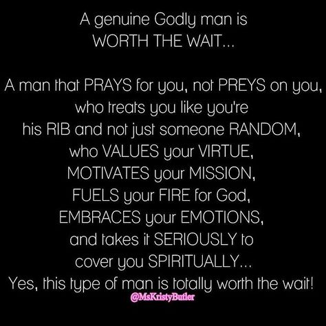 A genuine Godly man is WORTH THE WAIT!#GodlyMen #WorthTheWait #ManOfGodCrushMonday #MCMquotes #PreviousCaptionToPost #PostToCaption #ReverseRhetoric Mcm Quotes, Equally Yoked, Christ Centered Relationship, Godly Men, Christian Relationships, Daily Bible Study, Godly Man, Worth The Wait, Gods Timing