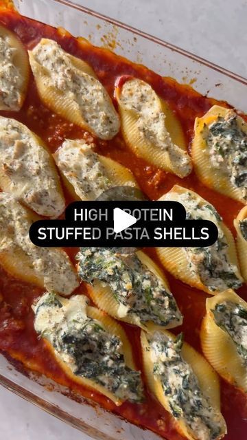 Amanda Nighbert, Registered Dietitian on Instagram: "New recipe! High protein stuffed shells!  When you focus on calories and increasing protein it is so easy to take all the recipes you love, make small tweaks and get them to fit your nutritional needs for weight loss and maintenance. That’s exactly what I did with this stuffed shell recipe! Comment below with the recipe you want me to make healthier!  1CUP blended low fat cottage cheese 1 cup ricotta cheese .75 cup skim mozzarella cheese Italian seasoning Garlic powder Onion powder Salt and pepper 8 oz lean ground chicken cooked 8oz ground pork cooked 1 jar pasta sauce I used simply @ragu  17-20 jumbo pasta shells cooked Frozen spinach, thawed, and squeeze pit as much water as possible.  Cook your pasta shells based off package.  Mix ble Protein Stuffed Shells, High Protein Stuffed Shells, Amanda Nighbert Recipes, Stuffed Pasta Shells Recipe, Pancreatic Diet, Pancreatic Diet Recipes, Amanda Nighbert, Chicken Stuffed Shells, Jumbo Pasta Shells