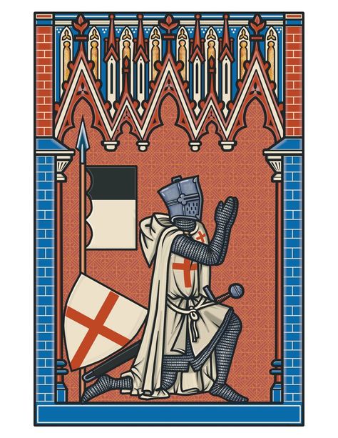 Praying Knight, Templar Knight, Violetta Disney, Medieval Tattoo, Knight Tattoo, Medieval Artwork, Crusader Knight, Border Designs, Knight Art