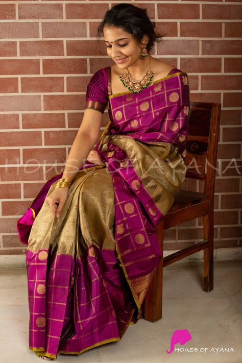 Saree Color Combinations, Kanchipuram Pattu Sarees, Silk Sarees Kanchipuram, House Of Ayana, Latest Silk Sarees, Kanjivaram Sarees Silk, Silk Sarees Online Shopping, Cotton Saree Blouse Designs, Bridal Sarees South Indian