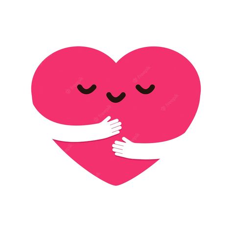 Premium Vector | Cute cartoon heart character hug icon kawaii heart with hugging arms love yourself self care Heart Hugging Itself, Hugging Drawing Cute, Cute Hug Doodle, Self Care Icon, Hugs Cartoon, Hug Icon, Cute Heart Cartoon, Healed Heart, Hug Art