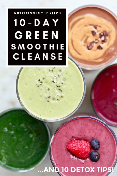 This 10-Day Green Smoothie Cleanse is actually doable, approachable, realistic, and fun! Perfect for a body and mind detox and boosting energy, digestion, and metabolism. I'm sharing the cleanse along with my Top 10 Detox Tips! Check it out! Green Smoothie Cleanse Jj Smith, 10 Day Green Smoothie Cleanse, Smoothie Cleanse Recipes, Detox Shakes, Smoothie Detox Cleanse, 10 Day Green Smoothie, Green Smoothie Cleanse, Green Detox Smoothie, Detox Smoothie Recipes