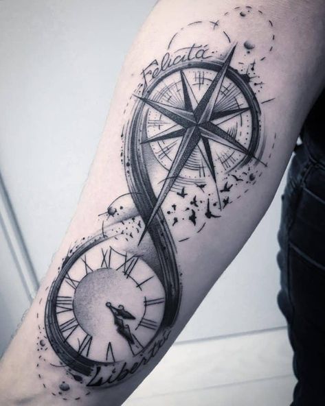 Top 41 Best Infinity Tattoos - [2020 Inspiration Guide] Infinity Tattoo For Men, Tato Jam, Tato Lengan Bawah, Tato Geometris, Tato Suku, Tato Dengan Makna, Infinity Symbol Tattoo, Pocket Watch Tattoos, Infinity Tattoo Designs