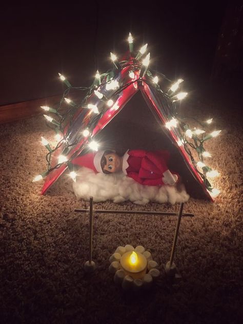 Elf On The Shelf Fall Ideas, Diy Elf On A Shelf Ideas, Green Elf On The Shelf, Elf On The Shelf Carrying Case, Elf Falling Through Ice, Elf On The Shelf Trunk Or Treat, Elf On The Shelf Chandelier, Camping Elf On The Shelf, Elf On The Shelf Dress Up