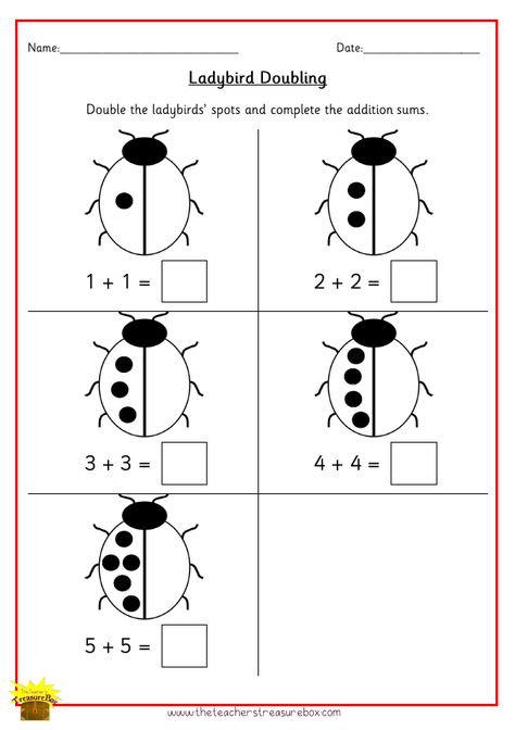 Learning Doubles In Math, Double Numbers Worksheets, Addition Activity For Class 1, Double Numbers Activities, Doubling And Halving Activities, Doubling Eyfs, Doubling Activities, Numbers Up To 20, 1st Grade Math Games