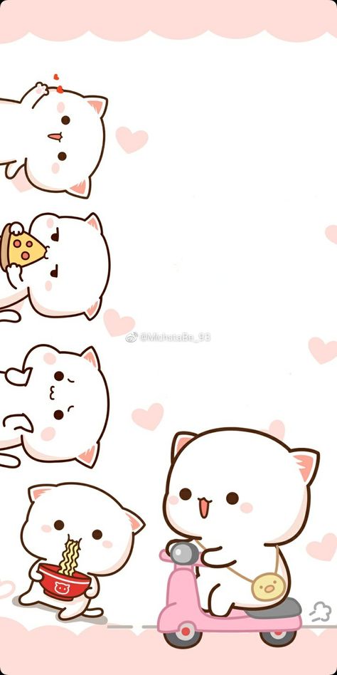 Mochi Cat, Chibi Cat, Cute Bear Drawings, Iphone Wallpaper Kawaii, Anime Drawing Books, 강아지 그림, Cute Panda Wallpaper, Cute Wallpaper For Phone, Pink Wallpaper Iphone