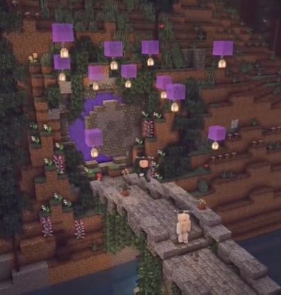 Portal Design Minecraft, Moon Portal, Minecraft Portal, Minecraft Aesthetic, Portal Design, Minecraft House Tutorials, Minecraft Inspo, Minecraft House Designs, Roof Styles