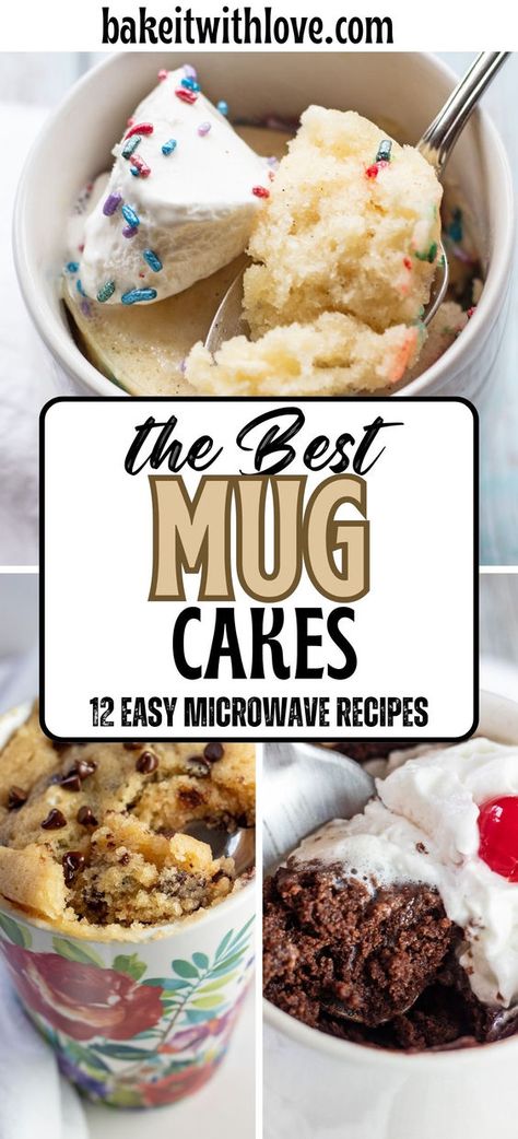 Explore a variety of easy mug cake recipes from BakeItWithLove.com, perfect for satisfying sweet cravings in minutes. From Chocolate Chip to Peanut Butter, these single-serving desserts are microwaveable delights, offering a quick and tasty treat for any time. #MugCake #Easy #Dessert #Sweet #MicrowaveDessert #ChocolateChip #PeanutButter #Quick #BakeItWithLove Mug Recipes Dessert, Easy Desserts For One, Best Mug Cake, Mug Dessert Recipes, Holiday Cake Recipes, Mug Cake Recipes, Microwave Mug Recipes, Chocolate Chip Mug Cake, Microwave Dessert