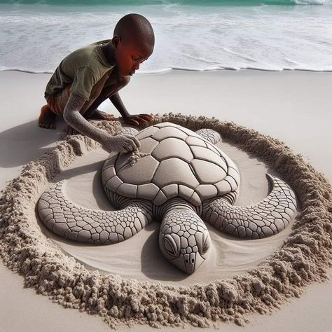 Rock Sculpture, Stone Art Painting, Art Rock, Sand Sculptures, Sand Art, Sand Castle, Pebble Art, Stone Art, Turtles