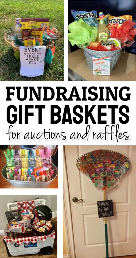 Best Fundraising Gift Baskets For Auctions and Raffles Themes and Ideas Best Chinese Auction Baskets, Social Basket Ideas, Baskets For Fundraisers Auction Donations, Themed Basket Ideas For Auction, Family Fun Basket Ideas Silent Auction, Baskets For Raffles Fundraisers Kids, Bucket Raffle Ideas, Baskets For Benefits Fundraisers, Fun Silent Auction Baskets