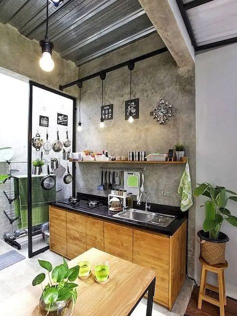 Dirty Kitchen, Outdoor Kitchen Cabinets, Wall Wood, Wood Ideas, Restaurant Interior Design, Apartment Kitchen, Trendy Kitchen, Outdoor Kitchen Design, Kitchen Remodel Idea