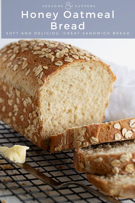 Honey Oatmeal Bread, Oatmeal Bread Recipe, Oat Bread Recipe, Oatmeal Flavors, Honey Oat Bread, Oat Bread, Honey Bread, Oatmeal Bread, Bread Soft