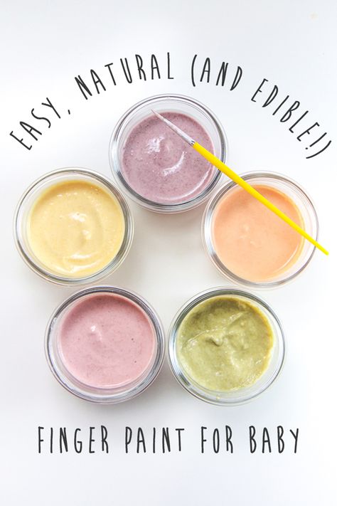 Easy, Natural (and Edible!) Finger Paint for Baby. Made with 100% food, these finger paints are as fun to use as they are to eat! Edible Finger Paint, Homemade Finger Paint, Diy Sensory, Finger Paints, Infant Room, Baby Sensory Play, Baby Play Activities, Finger Paint, Edible Paint