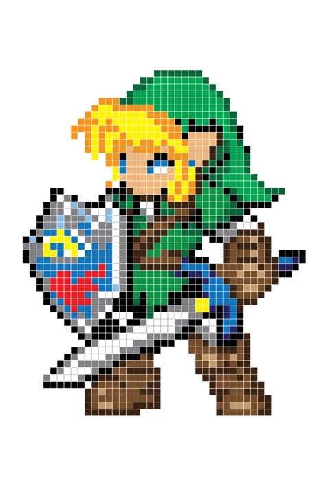 Link Perler Beads Pattern, Link Zelda Perler Beads, Minecraft Grid Pattern, Zelda Pixel Art 8 Bit, Legend Of Zelda Pixel Art Grid, 90s Perler Bead Pattern, Zelda Perler Bead Patterns, Link Perler Beads, Pixel Art Video Games