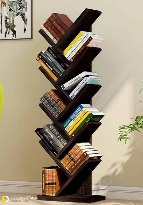 30+ Creative Wooden Bookshelf Ideas  - Engineering Discoveries Book Stand Design, Book Rack Design, Best Shoe Rack, Tree Bookcase, Bookshelf Table, Bookshelf Ideas, Wooden Bookshelf, Tree Bookshelf, Wood Display Stand