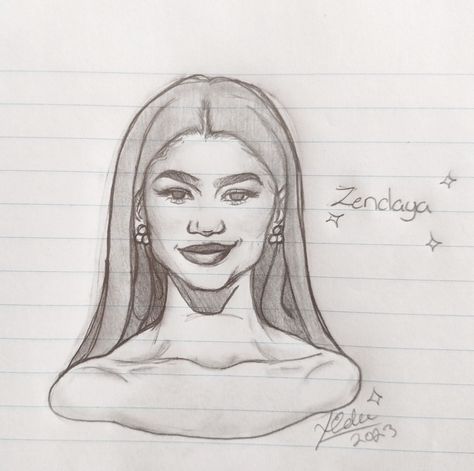 Drawing Of Zendaya, Celebrity Drawings Easy, Zendaya Drawing, Celeb Drawings, Drawing Artstyle, Sketch Images, Melanie Martinez Drawings, Basketball Accessories, Celebrity Portraits Drawing