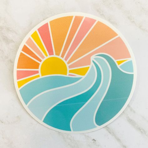 Sunset Sticker, Circle Canvas, Houston Texas, Houston, Texas, Sun, Canvas