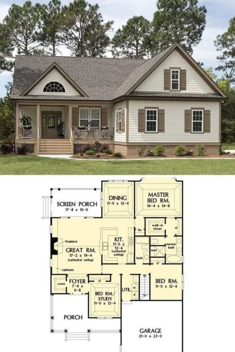 1500 Sq Ft House Plans Farmhouse, 1500 Sq Ft House, Retirement House Plans, Basement House Plans, Cottage Floor Plans, Farmhouse Floor Plans, House Plans One Story, Ranch House Plan, Small House Floor Plans