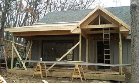 Renovation Facade, Front Porch Addition, Veranda Design, House Front Porch, Porch Remodel, Porch Addition, Building A Porch, Porch Roof, Front Porch Design