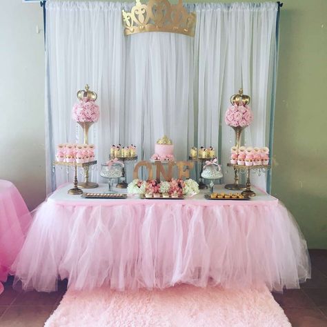 Princess Birthday Party Ideas | Photo 6 of 11 Tutu Table, طفلة حديثة الولادة, Princess Theme Birthday, Princess Theme Party, Backdrop Photo, Princess Theme, Festa Party, Baby Shower Princess