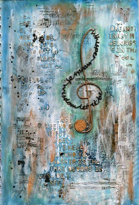 Stary Papier, Mixed Media Art Canvas, Mixed Media Journal, Journal Page, Mixed Media Projects, Mixed Media Art Journaling, Music Note, Art Journal Pages, Art Journal Inspiration