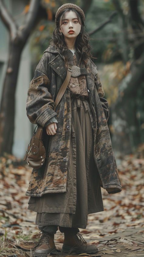 Yaelokre Outfit, Evee Cosplay, Forest Style Clothes, Nature Outfits Forests, Hobo Aesthetic, Yaelokre Oc, Mori Kei Outfits, Scary Forest, Dark Mori Fashion