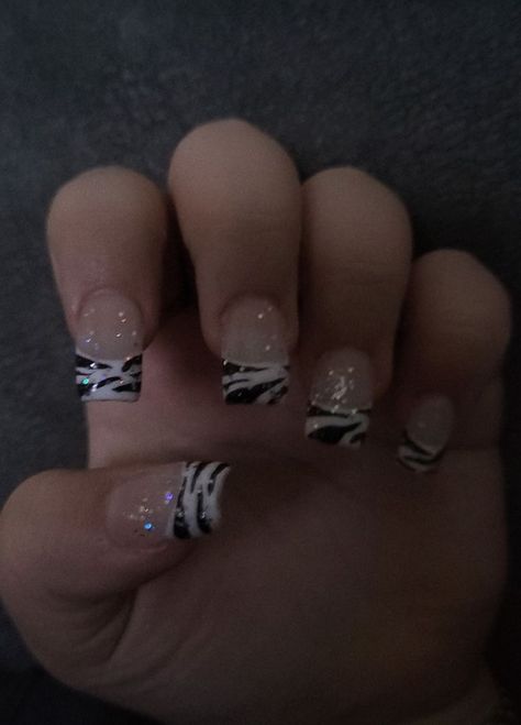 Zebra Nails, Punk Nails, Cute Simple Nails, Lace Nails, Grunge Nails, Dope Nail Designs, Short Square Acrylic Nails, Short Acrylic, Soft Nails