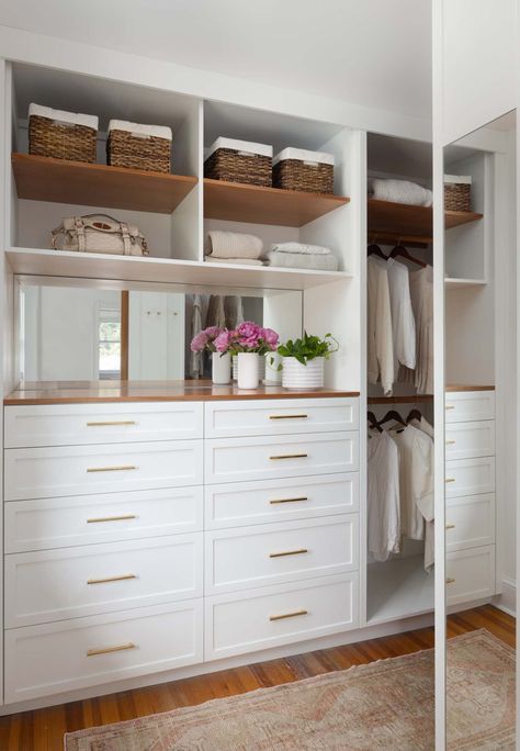 Transitional Closet, Master Closet Design, Dresser In Closet, Built In Dresser, Closet Built Ins, Dream Closet Design, Bedroom Drawers, Closet Drawers, Closet Remodel