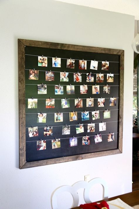 Gorgeous, simple, and easy DIY photo display for Instagram and family photos. Photos are clipped on so it's easy to change them anytime you want! Creative Family Pictures, Diy Photo Display, Family Pictures On Wall, Instagram Wall, Display Family Photos, Amazon Basics, Photo Display, Instagram Diy, Minimalist Chic