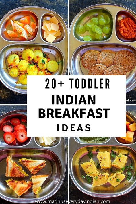 collage of indian toddler breakfast recipes Indian Recipes For Kids, Indian Breakfast Ideas, Toddler Breakfast Recipes, Healthy Toddler Breakfast, Breakfast Ideas For Kids, Tiffin Recipe, Toddler Recipes, Toddler Breakfast, Indian Dinner