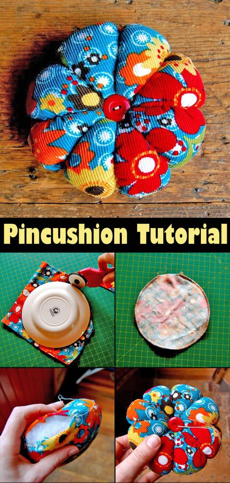 Wrist Pincushion Patterns Free, Easy Pin Cushion, Pin Cushion Sewing Pattern, Pincushions To Make Ideas, Homemade Pin Cushions, How To Make A Pin Cushion Diy, How To Make A Pincushion, Pincushion Patterns Free Templates, How To Make Pin Cushions