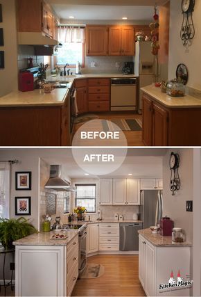 3 New Cabinet Refacing Ideas to Get You Started on Your Kitchen Remodeling Project Casa Disney, Before After Kitchen, Refacing Kitchen Cabinets, Kitchen Diy Makeover, Kabinet Dapur, Diy Kitchen Renovation, Cabinet Refacing, Cabinet Remodel, New Kitchen Cabinets