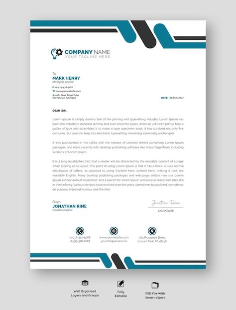 Modern business and corporate letterhead template Document Header Design, Modern Letterhead Design, Notepad Design, Business Letterhead, Quiet Person, Letterhead Business, Computer Shop, Note Pad Design, A4 Document