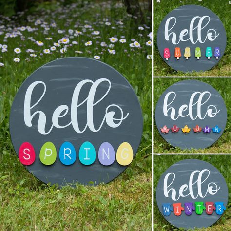 Summer Signs Diy, Cricut Spring Decor, Spring Wooden Decor, Spring Cricut Ideas, Spring Craft Fair Ideas Make And Sell, Spring Wooden Signs, Spring Cricut Projects To Sell, Cricut Spring Projects, Summer Cricut Projects