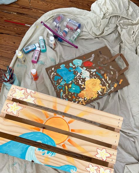 Surf Room Decor, Beach Crafts Diy, Summer Room, Beach Basket, Beachy Room, Summer Craft, Summer Signs, Summer Painting, Summer Fun List