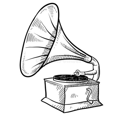 Phonograph sketch. Doodle style antique phonograph or record player in vector fo , #Ad, #style, #antique, #Doodle, #Phonograph, #sketch #ad Gramophone Drawing Simple, Gramophone Drawing, Record Player Drawing, Rock Sketch, Record Player Tattoo, Record Drawing, Old Fashioned Record Player, Gramophone Tattoo, Senior Banner