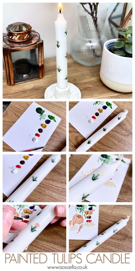 Painted Taper Candles Wedding, Painting On Candles Easy Diy, How To Paint Taper Candles, Paint Taper Candles, Diy Painted Taper Candles, Painting Taper Candles, Taper Candle Painting, Diy Painted Candles, Painted Taper Candles Diy