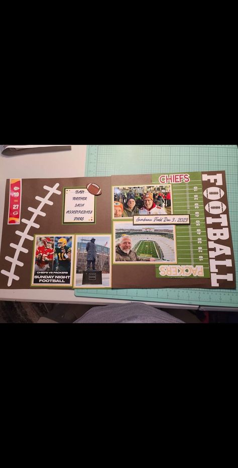 Scrapbook Sports Layouts, Sports Scrapbook Ideas, Football Scrapbook Layouts, Football Layout, Sports Layout, Football Scrapbook, Military Scrapbook, Baseball Scrapbook, Masculine Scrapbook