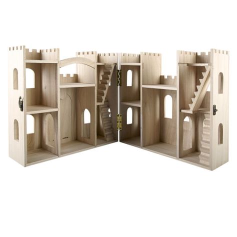 ArtMinds™ Wood Castle Dollhouse. Let the kids paint!!! $24.99 Diy Gifts On A Budget, Wood Castle, Castle Dollhouse, Cardboard Castle, Wooden Castle, Toy Castle, Doll House Plans, Wooden Dollhouse, Barbie House