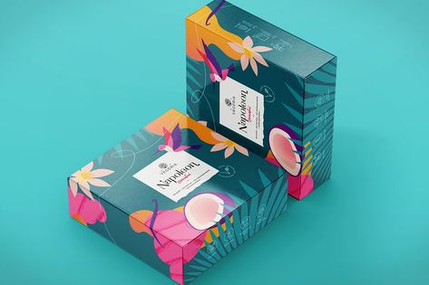 Sweet Box Packaging, Napoleon Cake, Sweet Box Design, Tropical Bachelorette Party, Tropical Bachelorette, Etsy Shop Branding, Garden Paradise, Sweet Box, Box Packaging Design