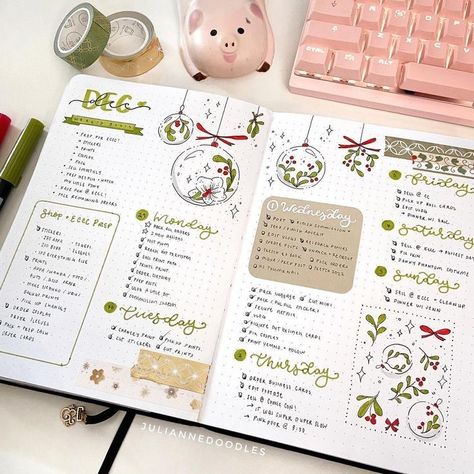 Bullet Journal Weekly Spread Ideas, 2024 Bullet Journal, Weekly Spread Ideas, Bullet Journal Christmas, Journal Weekly Spread, Bullet Journal Weekly, Bullet Journal Ideas Templates, Bullet Journal Notes, Bulletin Journal Ideas