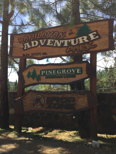 Midwest Emo Summer, Dahilayan Adventure Park, Safari Glamping, Tree Top Adventure, Northern Mindanao, Gate Pictures, Summer Camp Aesthetic, Camp America, Park Signage