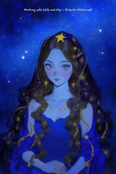 Love Goddess Oc, Celestial Digital Art, Goddess Of Life Art, Time Goddess Character Design, Nyx Goddess Outfit, Star Magic Aesthetic, How To Draw Magic, Celestial Art Goddesses, Star Goddess Art