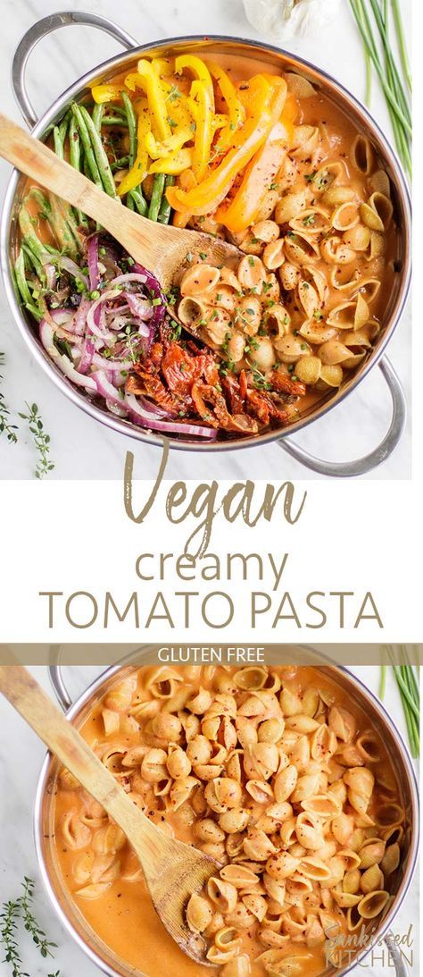 Vegan Creamy Tomato Pasta, Creamy Tomato Pasta Sauce, Easy One Pot Pasta, Creamy Tomato Pasta, Resep Pasta, One Pot Pasta Recipes, Tomato Pasta Sauce, Vegan Pasta Recipes, Sauteed Veggies