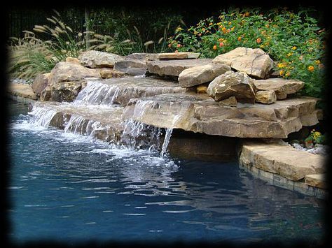 Pool Waterfall Landscaping, Pool Grotto, Buck Island, Shallow Shelf, Pool Waterfalls, Waterfall Landscaping, Swimming Pool Waterfall, Pools Backyard Inground, Rock Waterfall