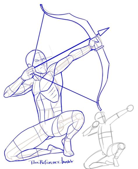 Anime Archer Pose Reference, Archer Reference Pose Drawing, Archer Pose Reference Drawings, Archery Pose Reference Drawing, Archer Drawing Poses, Archer Pose Reference Male, Holding Bow And Arrow Reference Drawing, Pose Reference Archer, Archery Drawing Reference