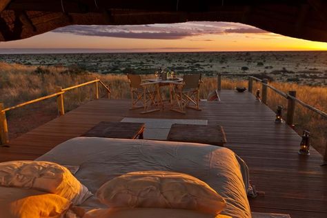 Having counted the shooting stars and listened to the call of the African wilderness, you’ll wake at sunrise and head back to Tswalu Kalahari via a traditional game drive, a morning walk, or even by horseback – why not?  #Africa #love #nature #travel #holiday #vacation Luxury Lodges, African Skies, Outdoor Bedroom, Luxury Safari, Safari Lodge, Open Sky, Sleeping Under The Stars, Game Reserve, Romantic Travel