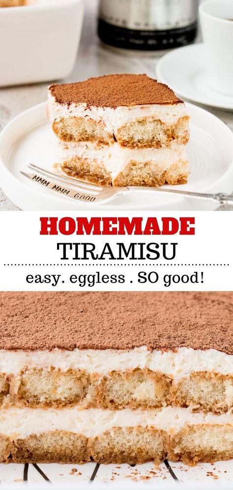 Homemade Tiramisu Recipe, Dessert Cannoli, Eggless Tiramisu Recipe, Best Tiramisu Recipe, Homemade Tiramisu, Easy Tiramisu Recipe, Italian Tiramisu, Raw Eggs, Bake Easy