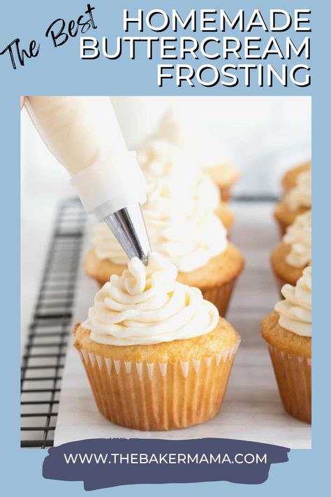 Learn how to make Buttercream Frosting at home. Get all of my tips and tricks for making a simple, sweet frosting perfect for cakes and cupcakes. With a thick, creamy texture and a sweet, subtle vanilla flavor, it tastes decadent and delicious. And it easy to make! How To Make Vanilla Frosting, How To Make Homemade Frosting, Basic Buttercream Frosting, How To Make Cake Icing, How To Make Buttercream, Butter Cream Frosting Recipe For Cakes, How To Make Frosting For Cakes, How To Make Buttercream Frosting, Best Frosting For Cupcakes