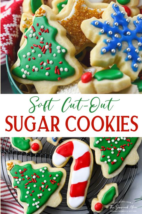 Soft Cutout Sugar Cookie Recipe, Soft Cut Out Sugar Cookies, Easy Sugar Cookie Recipe, Christmas Cookie Tray, The Best Sugar Cookie Recipe, Homemade Icing, Cut Out Sugar Cookies, Christmas Sugar Cookie Recipe, Best Sugar Cookie